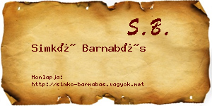Simkó Barnabás névjegykártya
